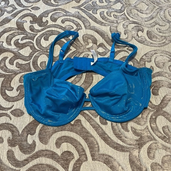 Cacique Other - Cacique Teal Blue Underwire Lined Sequin Plunge Bra – Size 40D